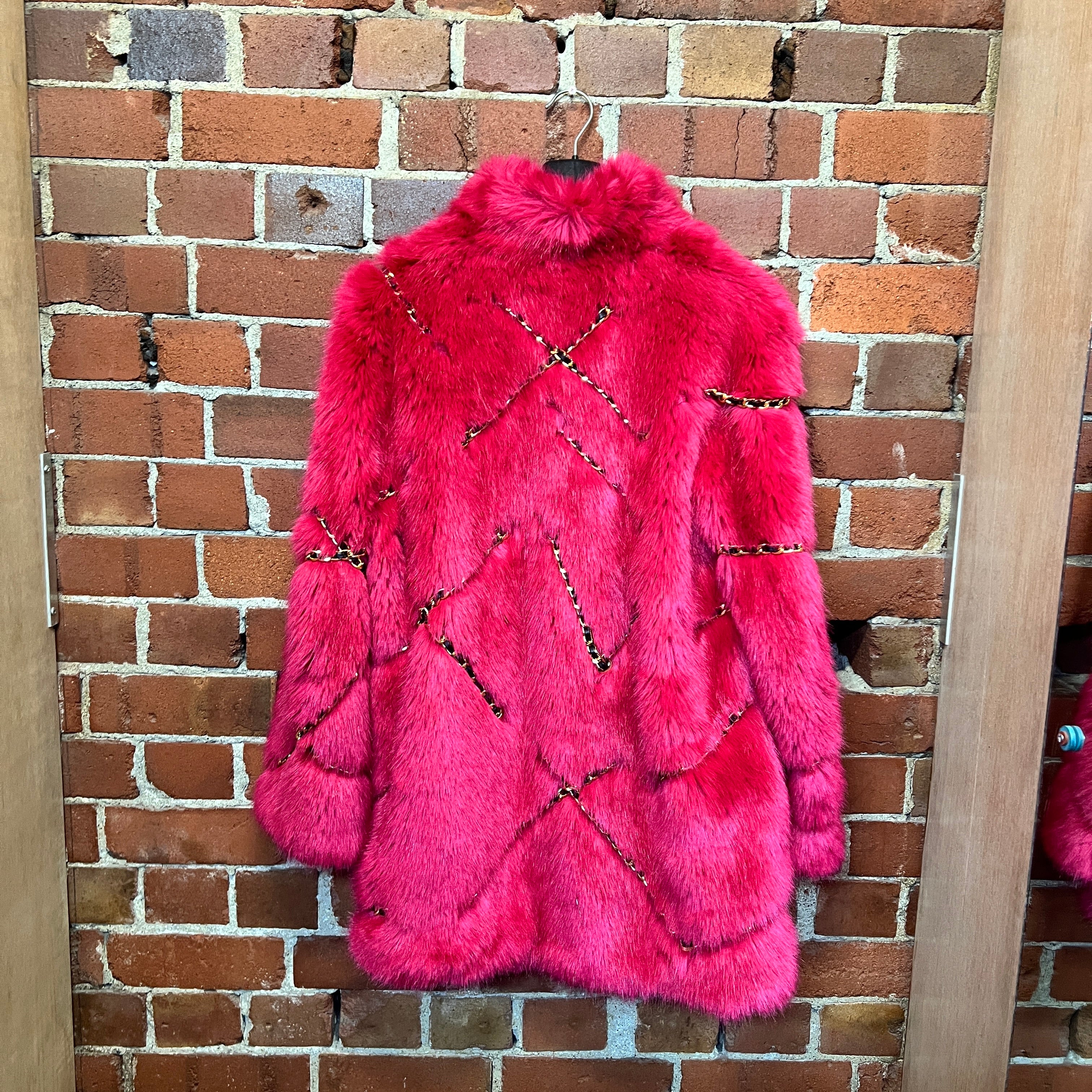 H&MOSCHINO faux fur chain coat