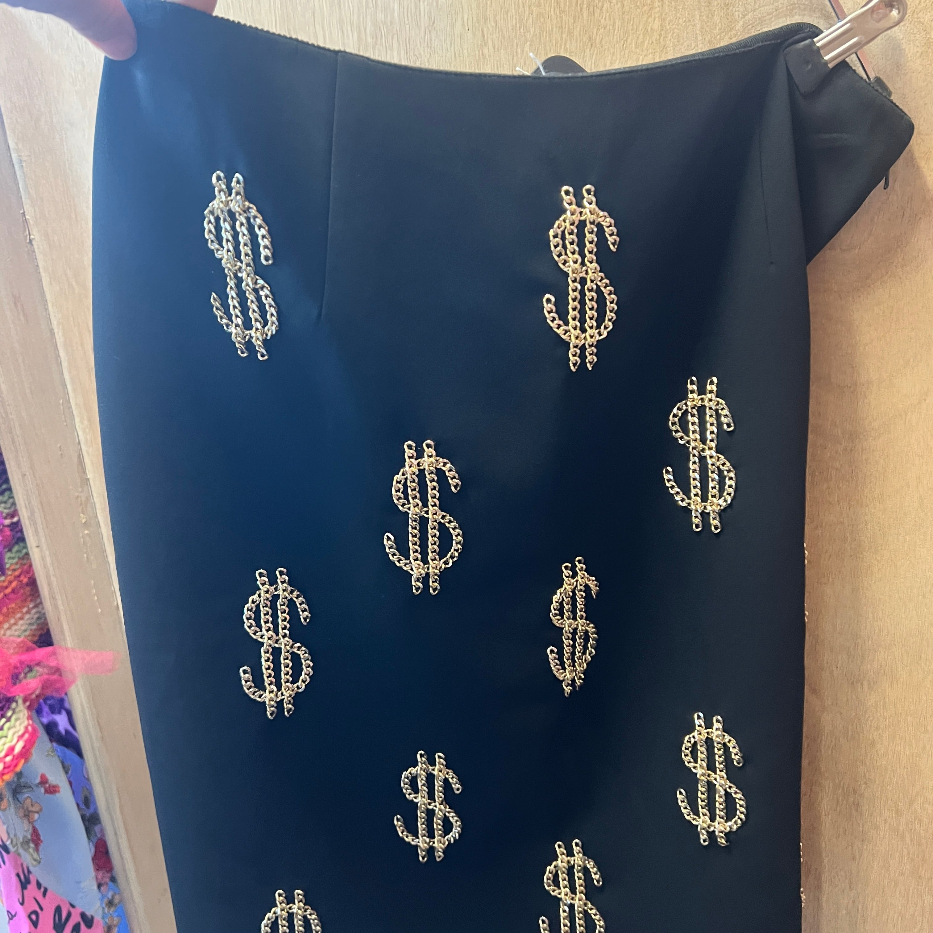 MOSCHINO Chain dollar sign skirt