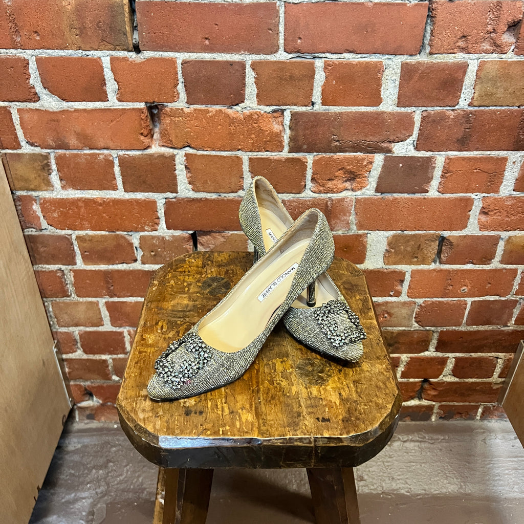 MANOLO BLANIK Rhinestone buckle heels 39