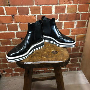PRADA leather sneaker boots 37