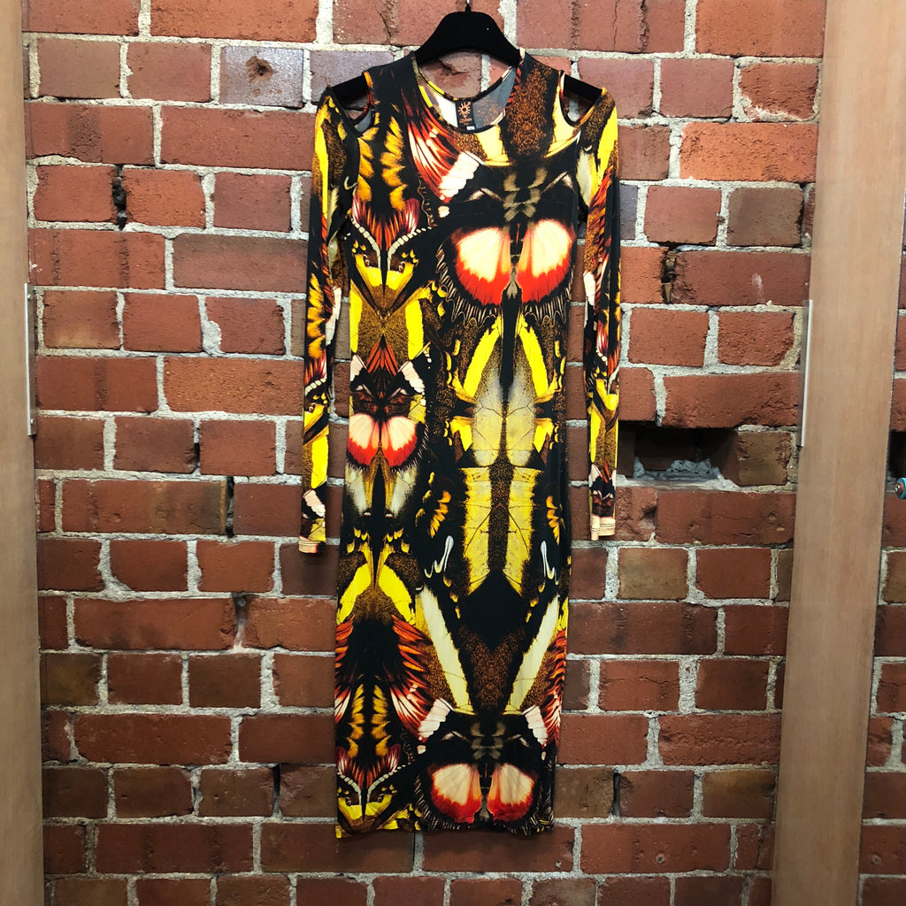 GAULTIER BUTTERFLY WING PRINT SEXY DRESS