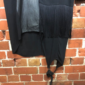 COMPANY OF STRANGERS Leather, crepe and tassle dress
