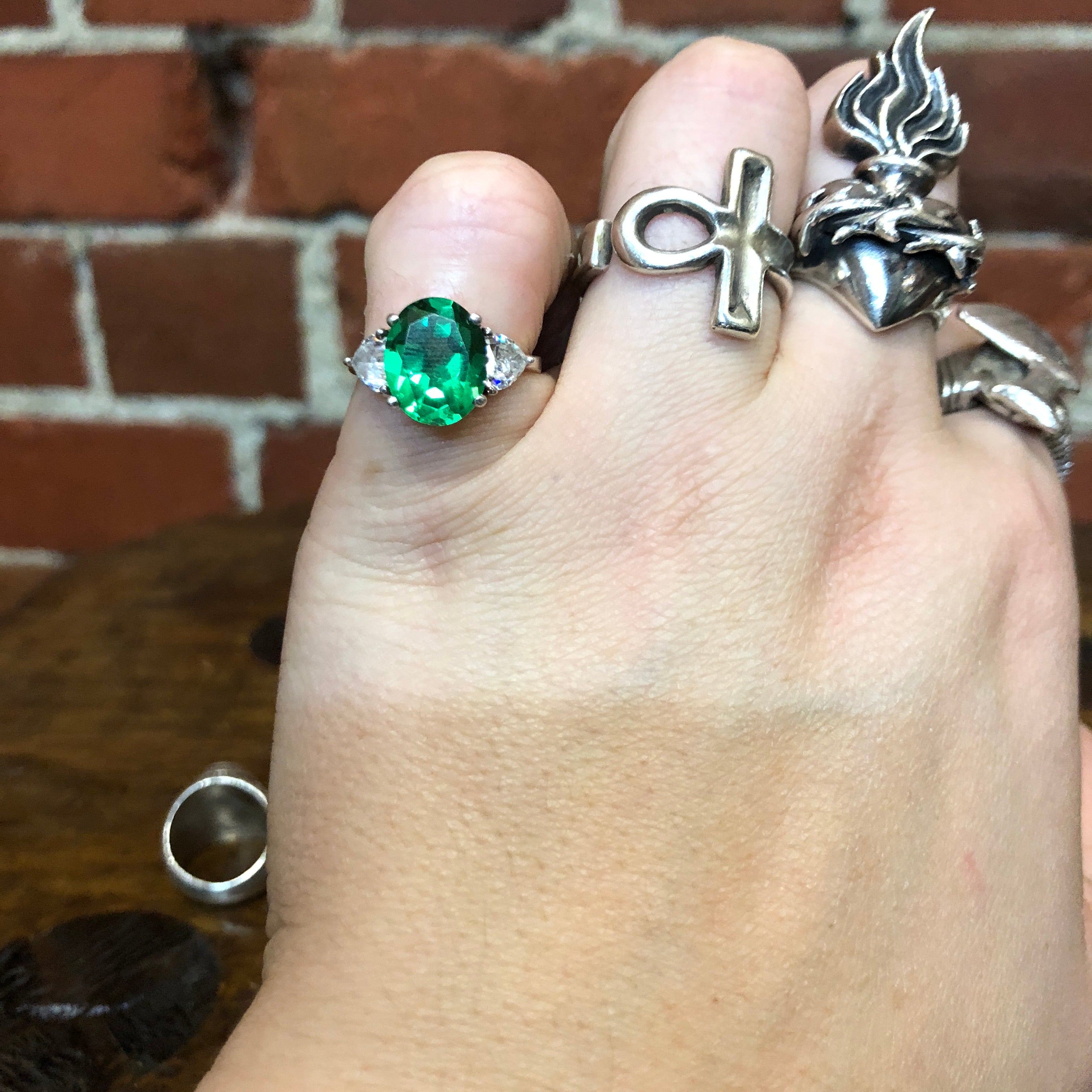 Sterling silver and Peridot stone ring