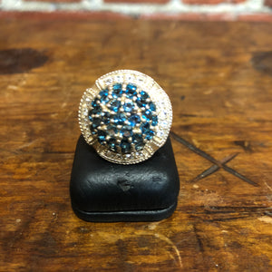 Blue CZ and sterling silver cocktail ring