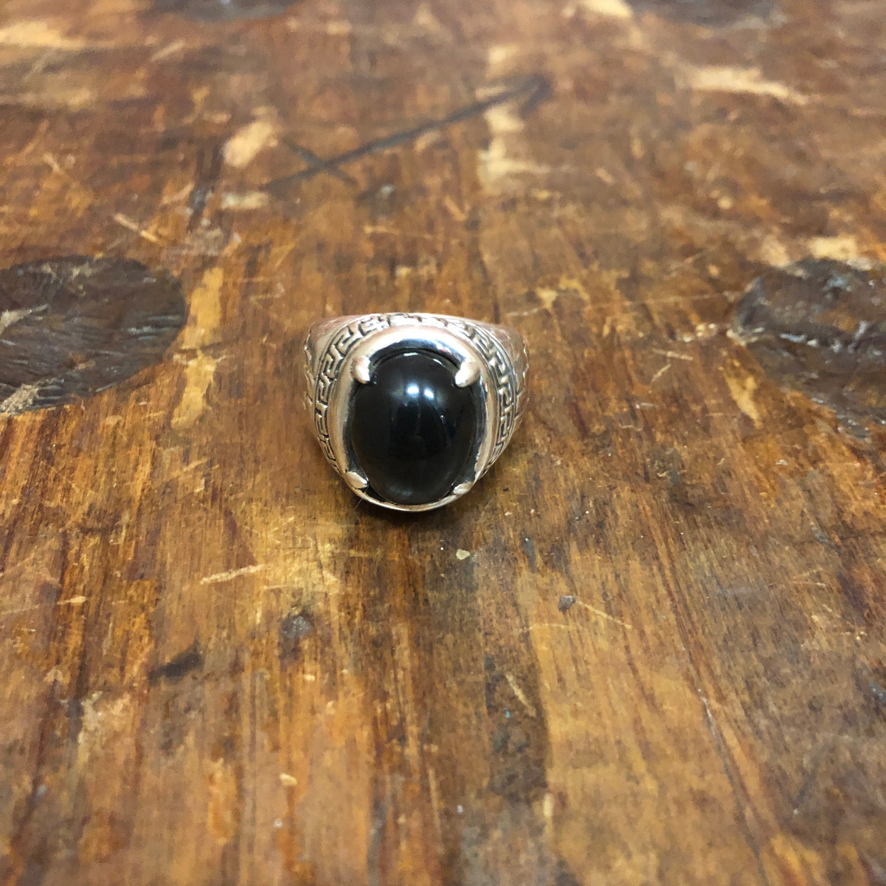 HUGE sterling silver and black stone ring