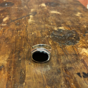 1970s onyx and sterling silver ring