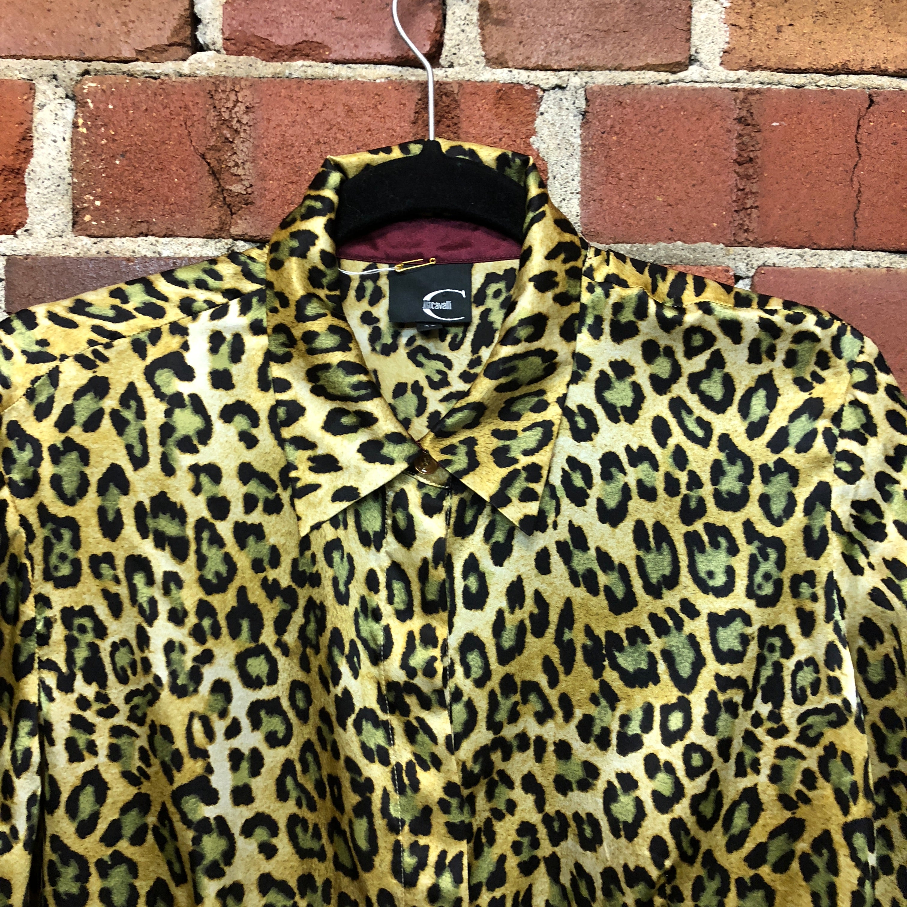 ROBERTO CAVALLI silk leopard shirt L