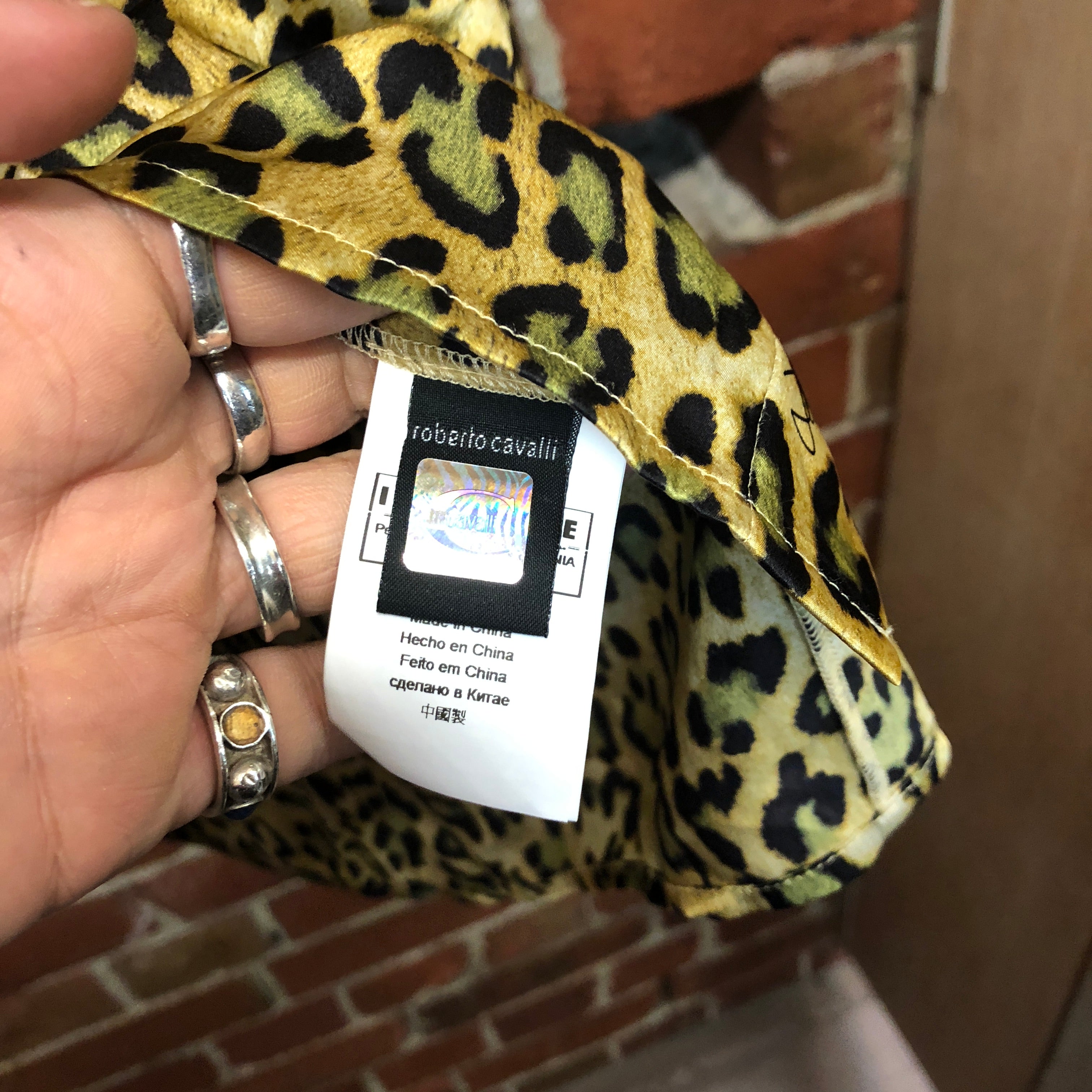 ROBERTO CAVALLI silk leopard shirt L