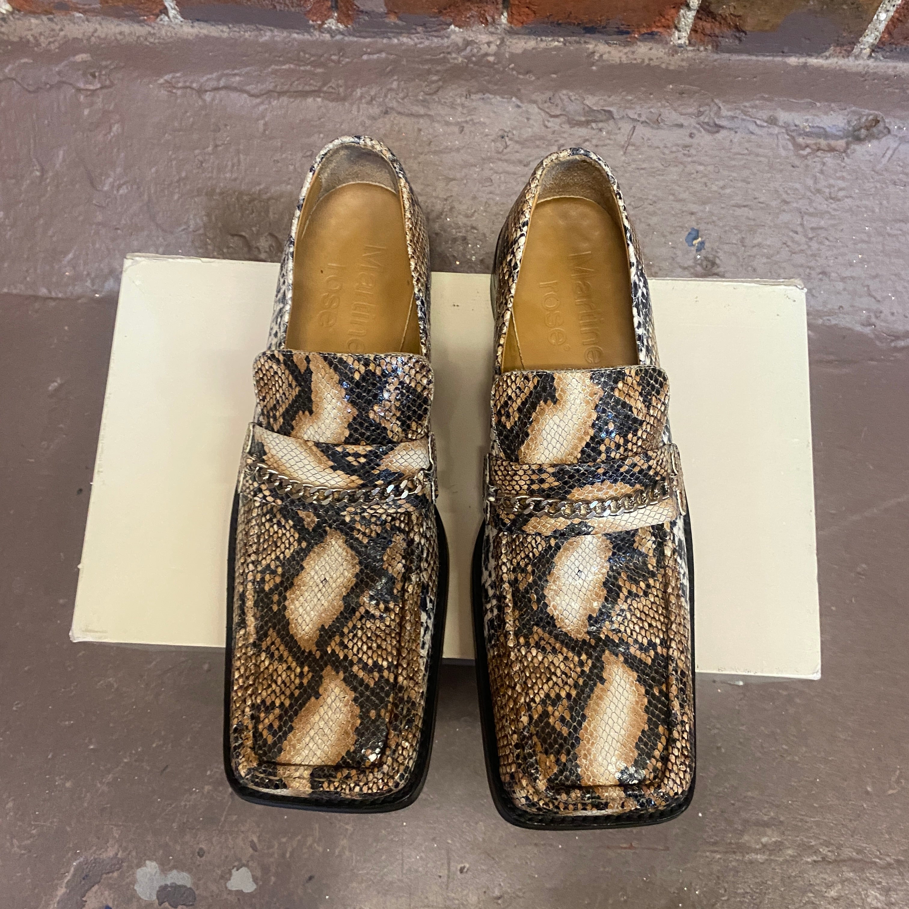 MARTINE ROSE snake print loafers