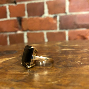 14k gold and smokey quartz 1960s ring