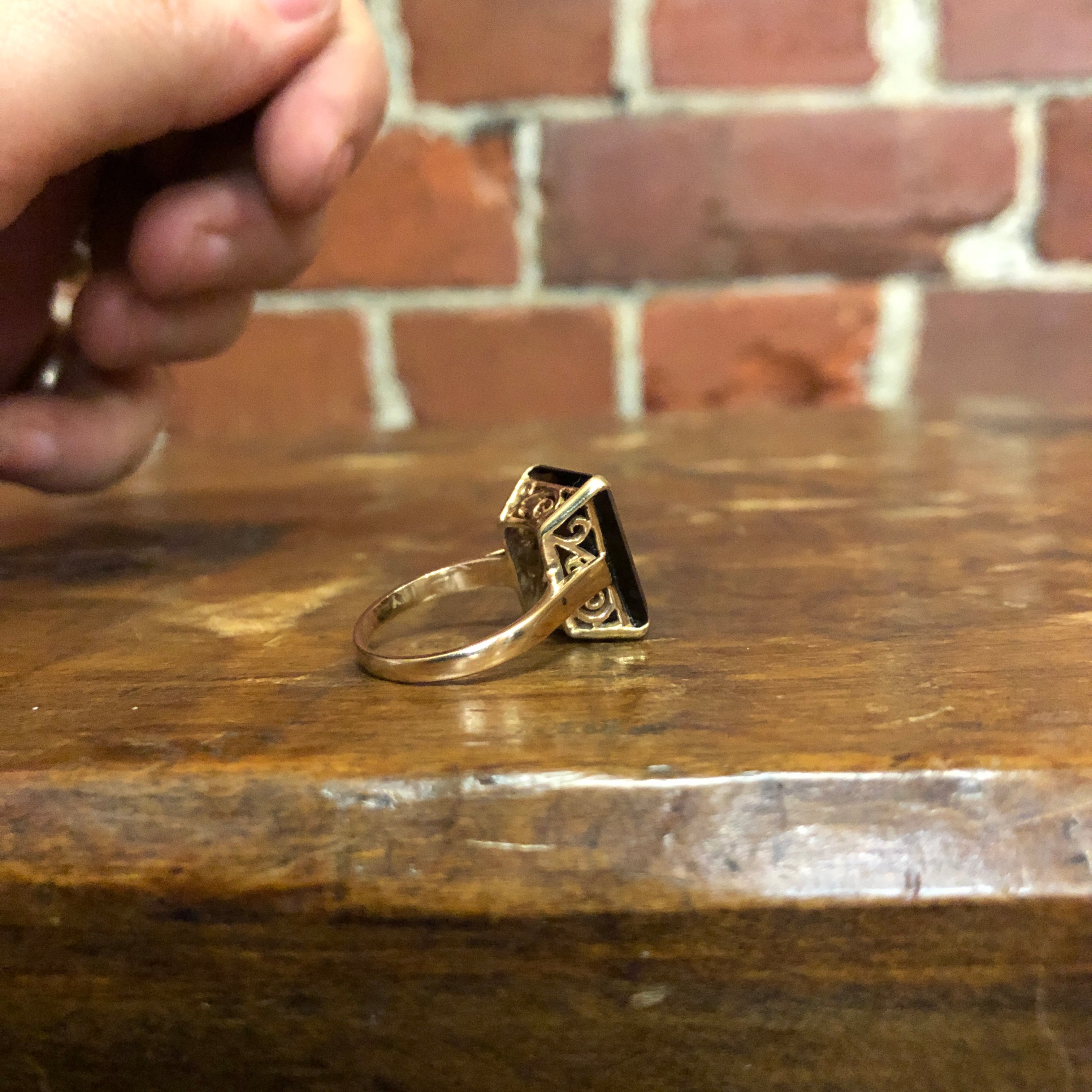 14k gold and smokey quartz 1960s ring