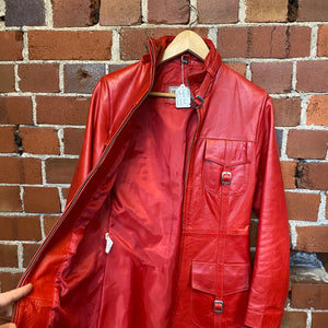 ENGLISH MADE RED LEATHER COAT