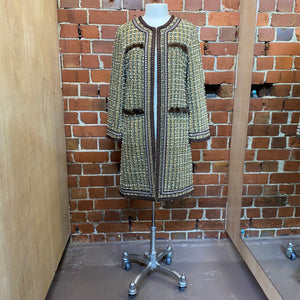 MOSCHINO mink trim tweed coat