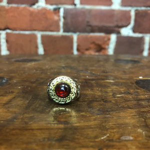 Sterling silver and garnet medieval kings style ring