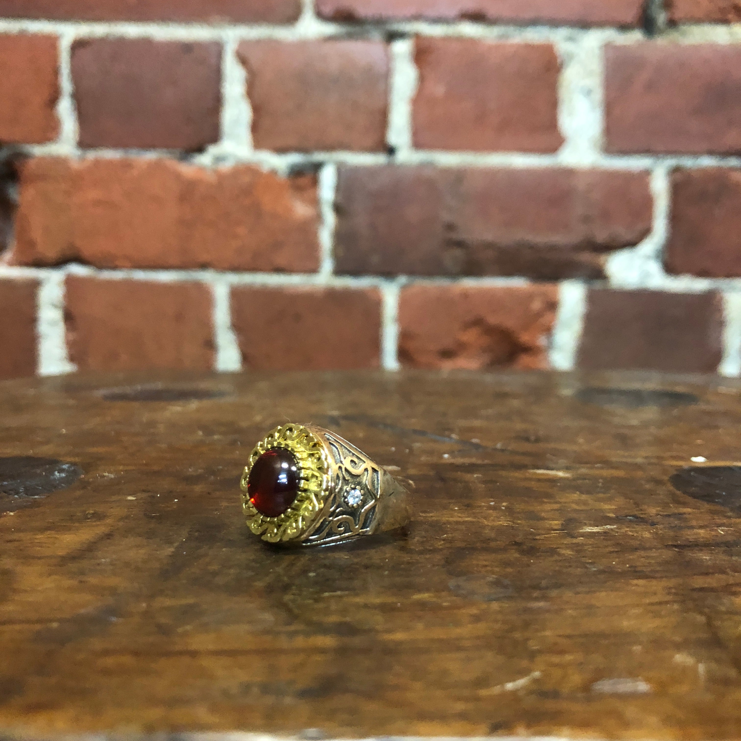 Sterling silver and garnet medieval kings style ring