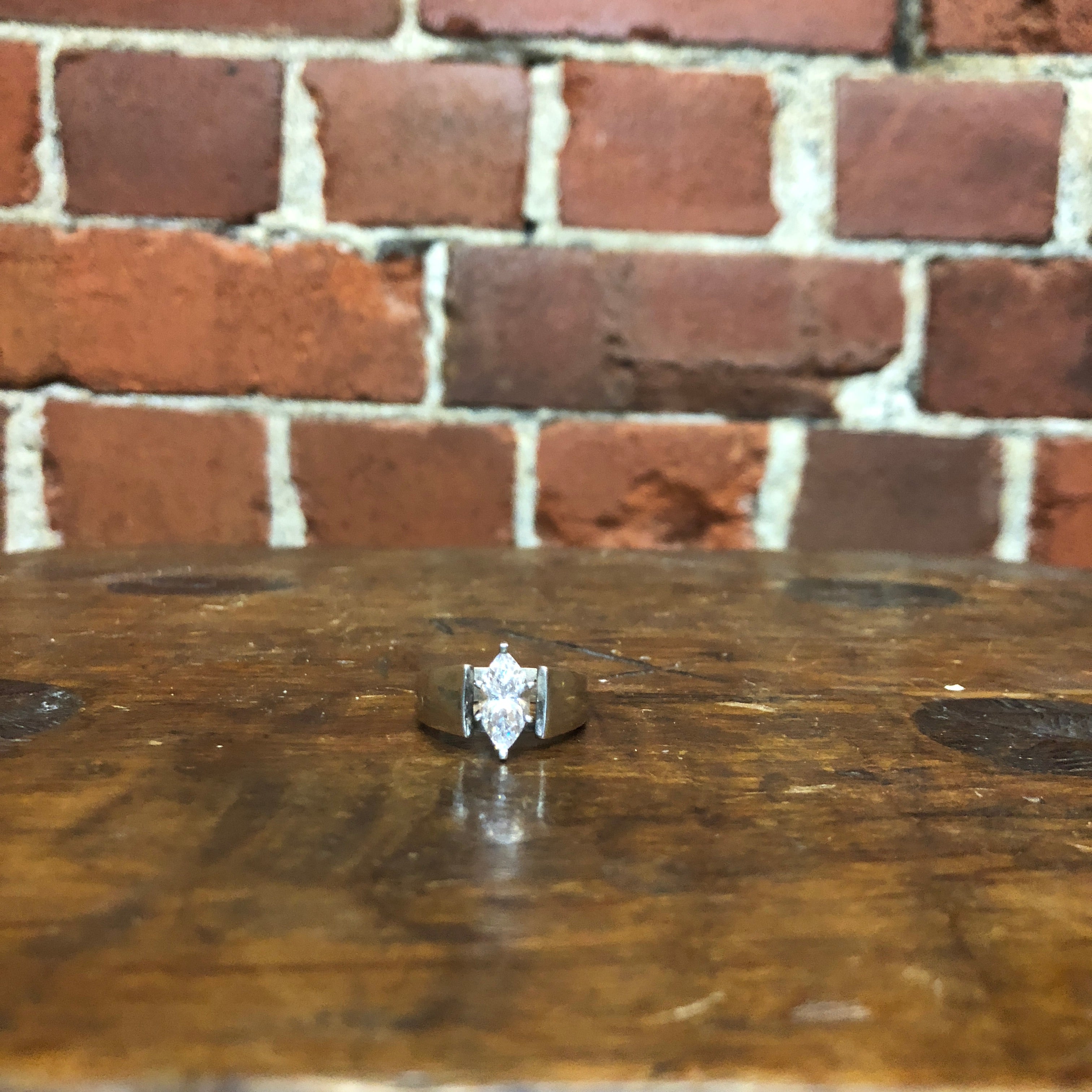 Sterling silver and 'diamond' ring