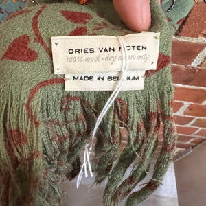 DRIES VAN NOTEN printed and beaded wool scarf