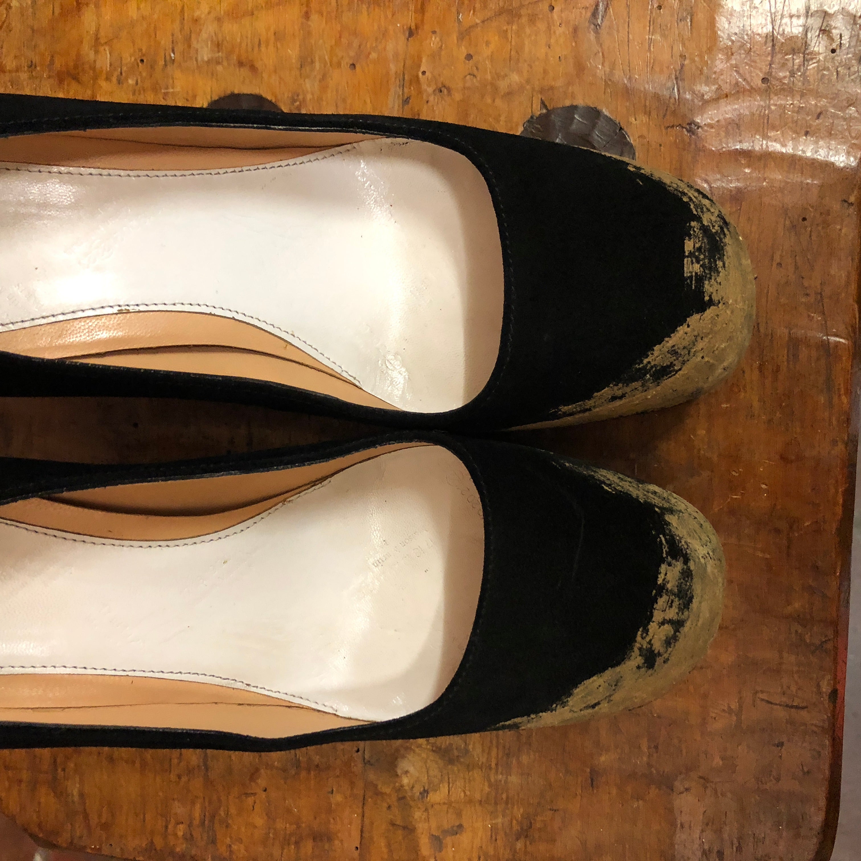 MARTIN MARGIELA 'muddy' suede heels