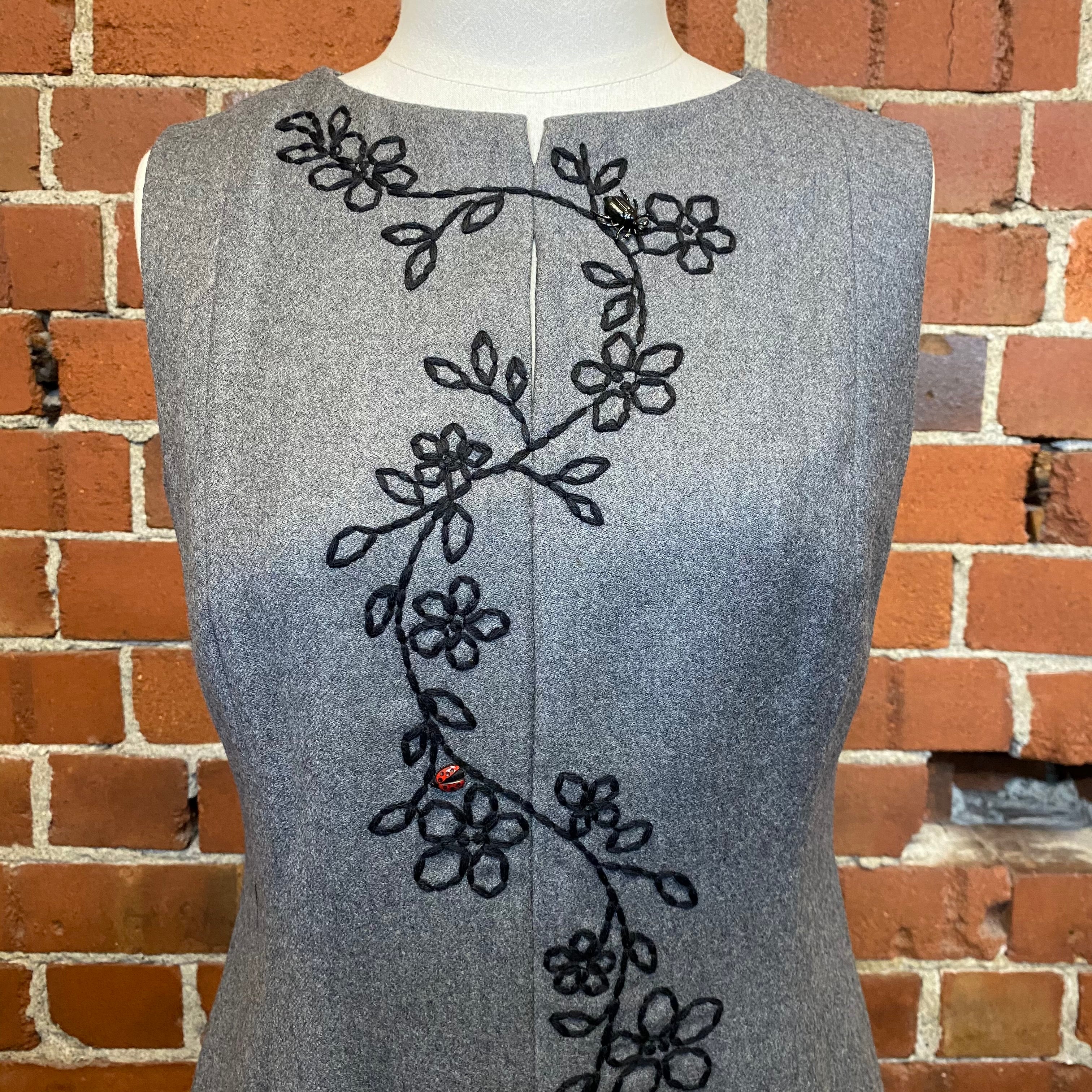 MOSCHINO garden embroided wool dress