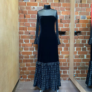 TADASHI mesh and velvet gown