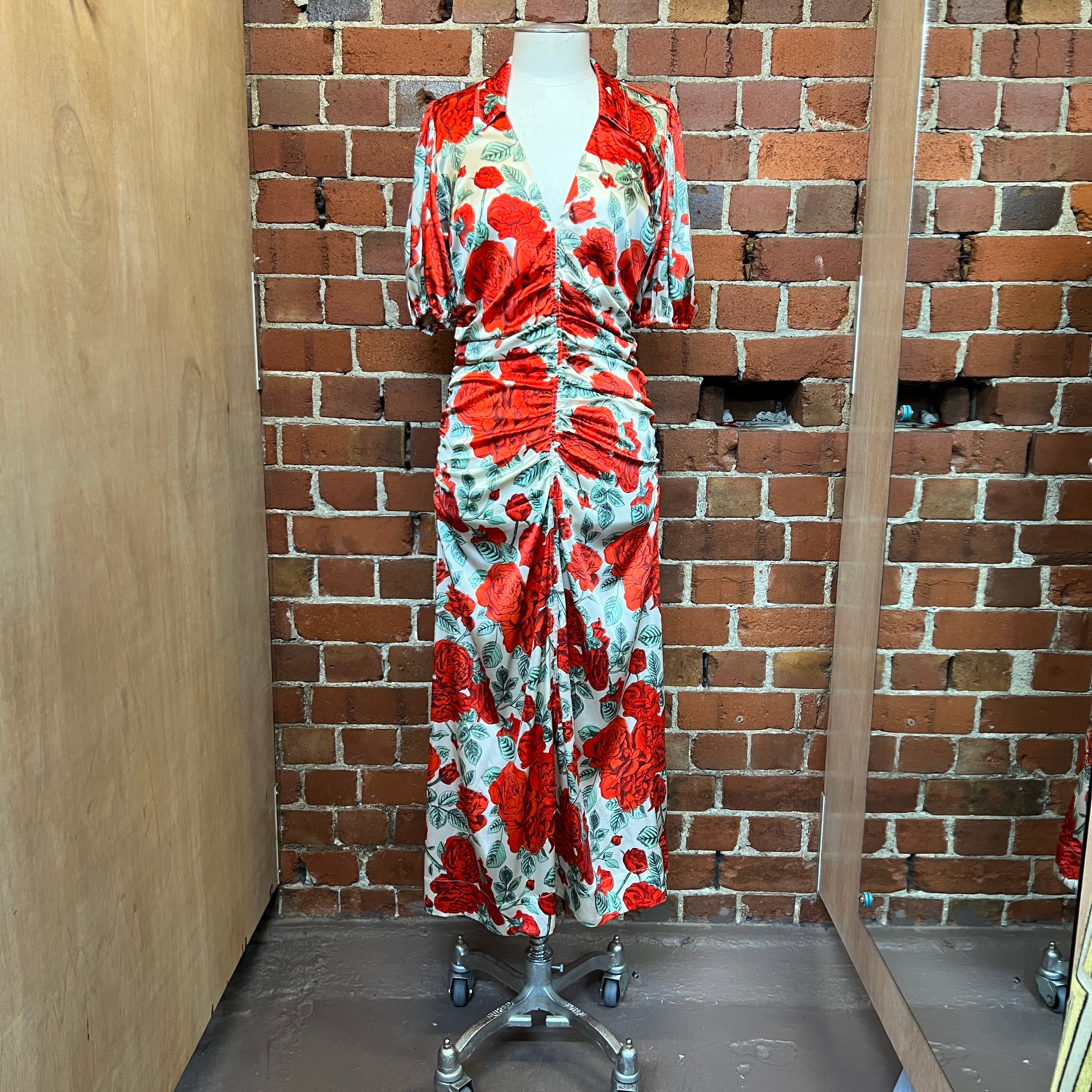 ganni silk dress GANNI Mixed Dress in Floral Silk