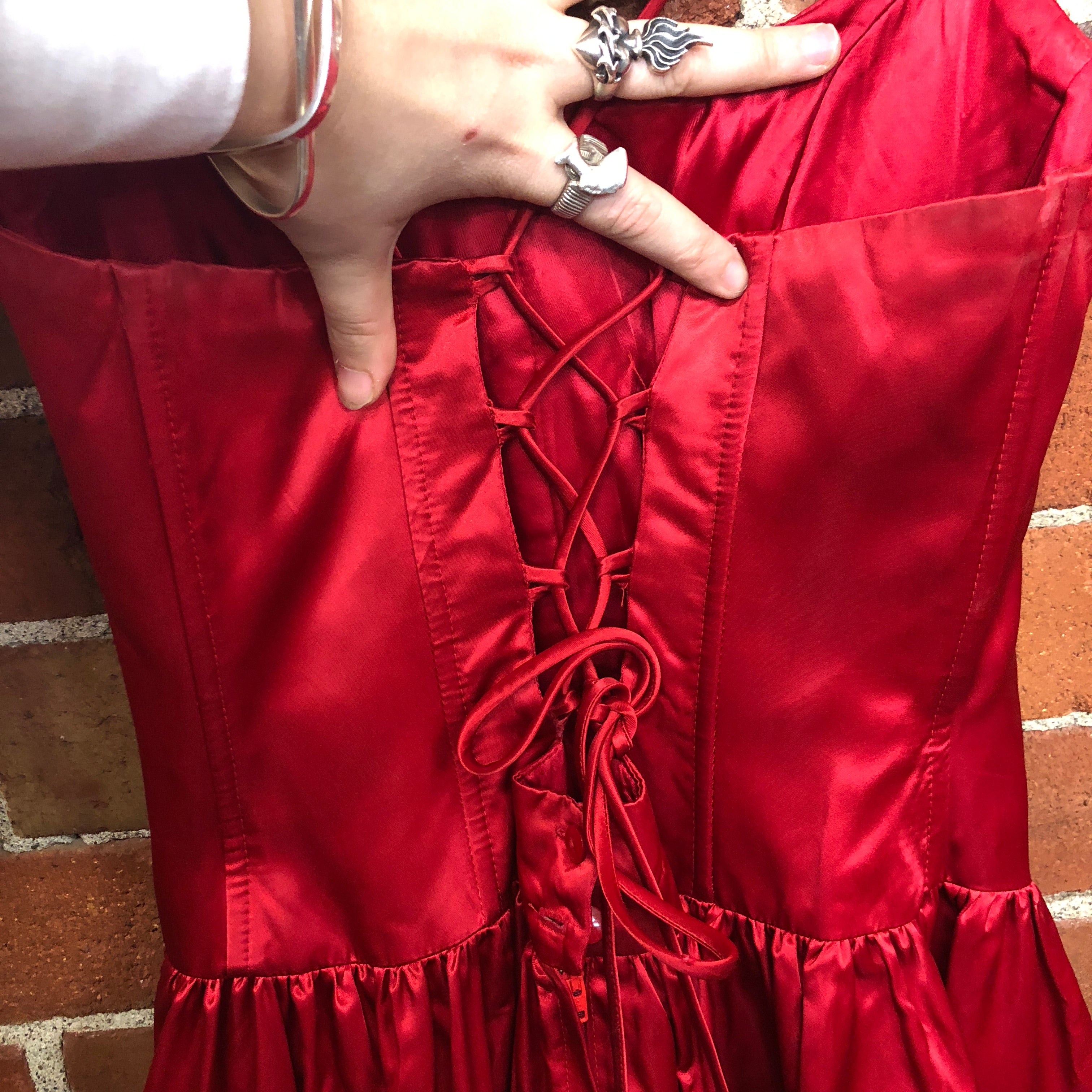 1990s satin vamp corset gown