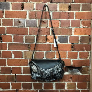 DRIES VAN NOTEN NEW leather and tapestry handbag