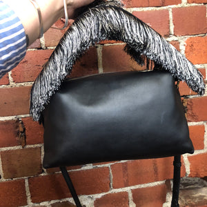 DRIES VAN NOTEN NEW leather and tapestry handbag