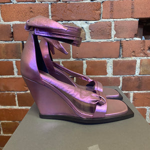 RICK OWENS iridescent leather wedges 40