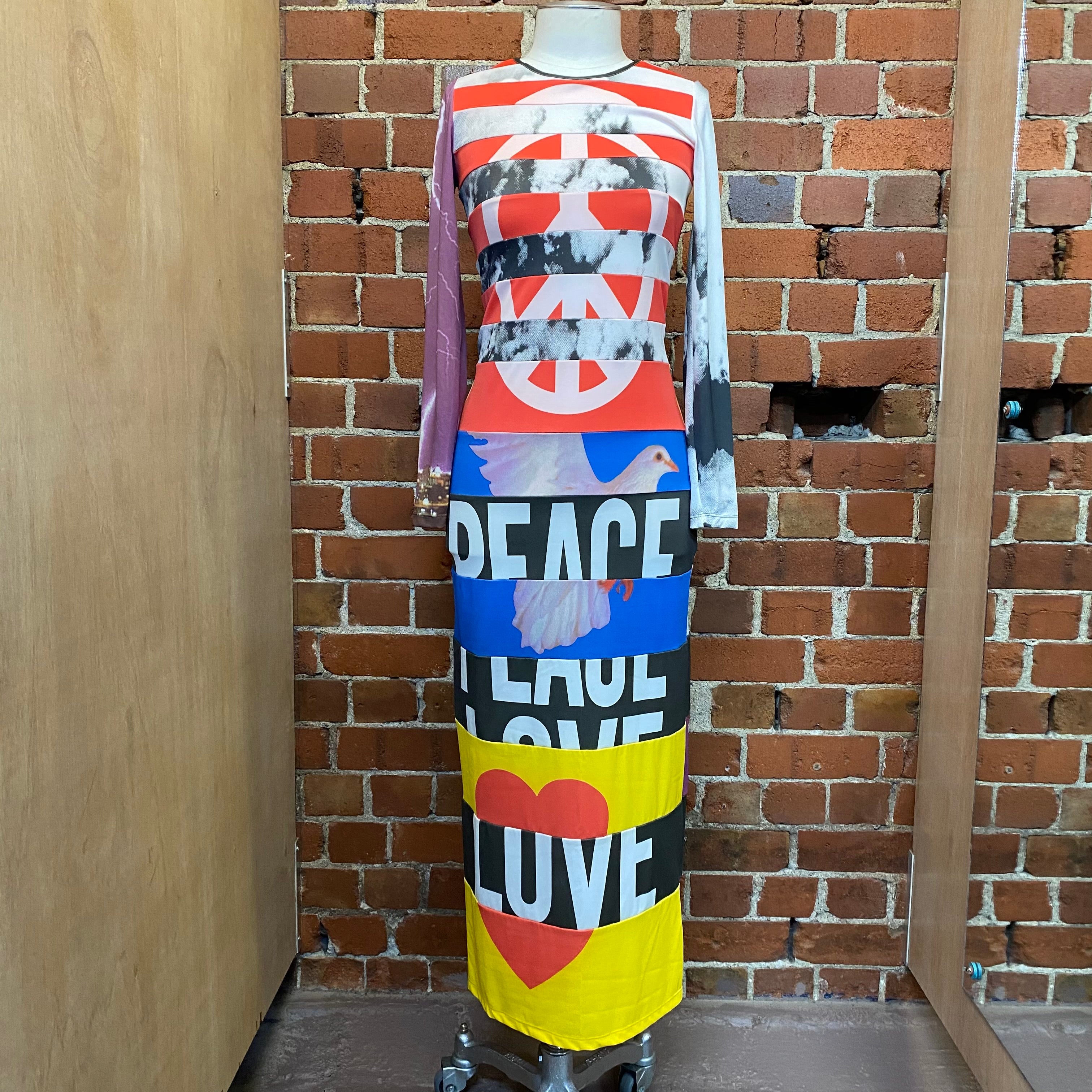 MOSCHINO 1990s Cheap and Chic Peace and Love surrealist dress