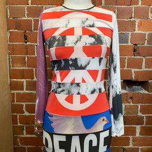 MOSCHINO 1990s Cheap and Chic Peace and Love surrealist dress