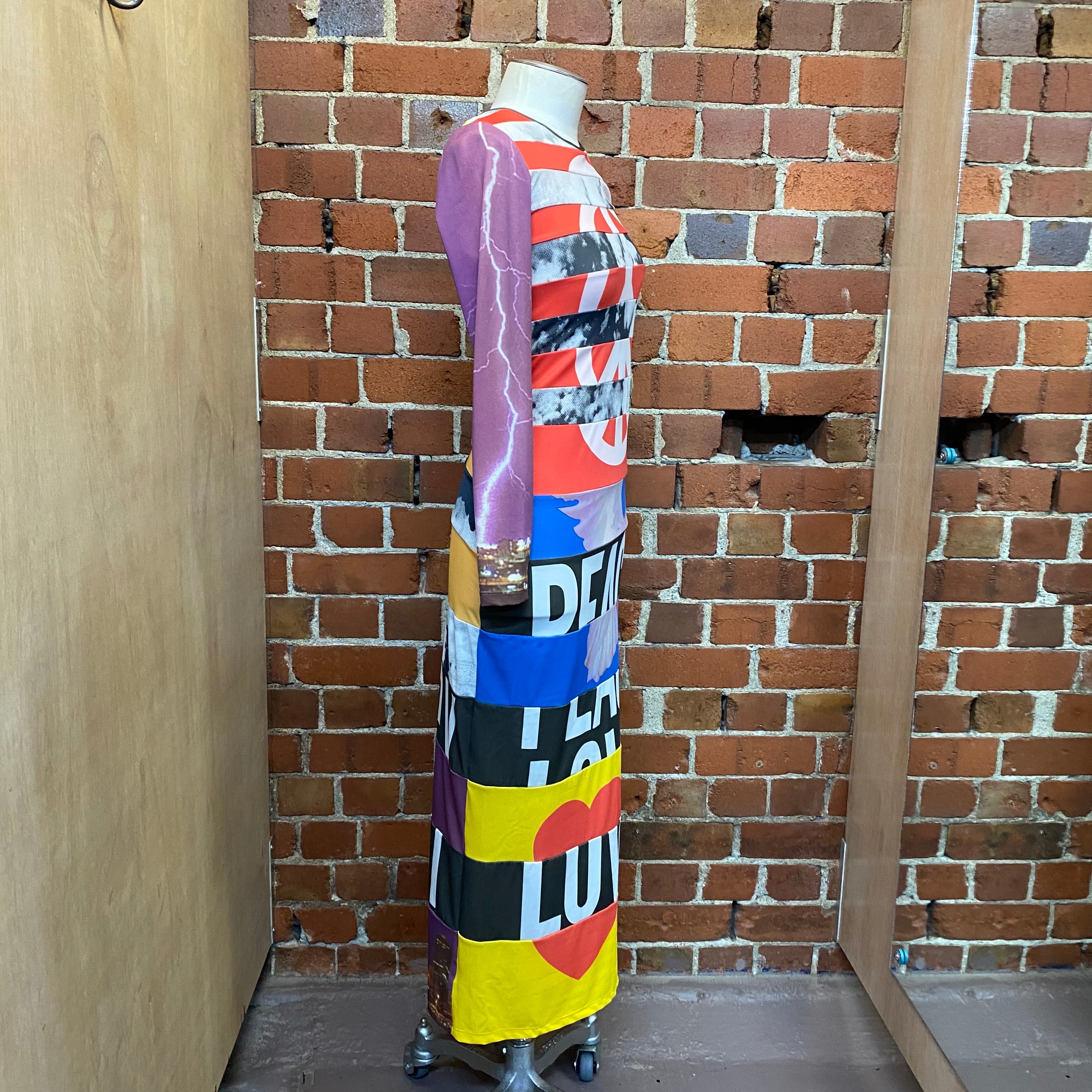 MOSCHINO 1990s Cheap and Chic Peace and Love surrealist dress