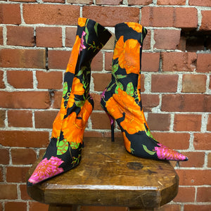 BALENCIAGA floral knife sock boots 40