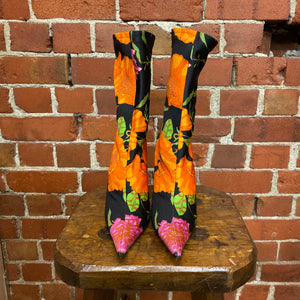 BALENCIAGA floral knife sock boots 40