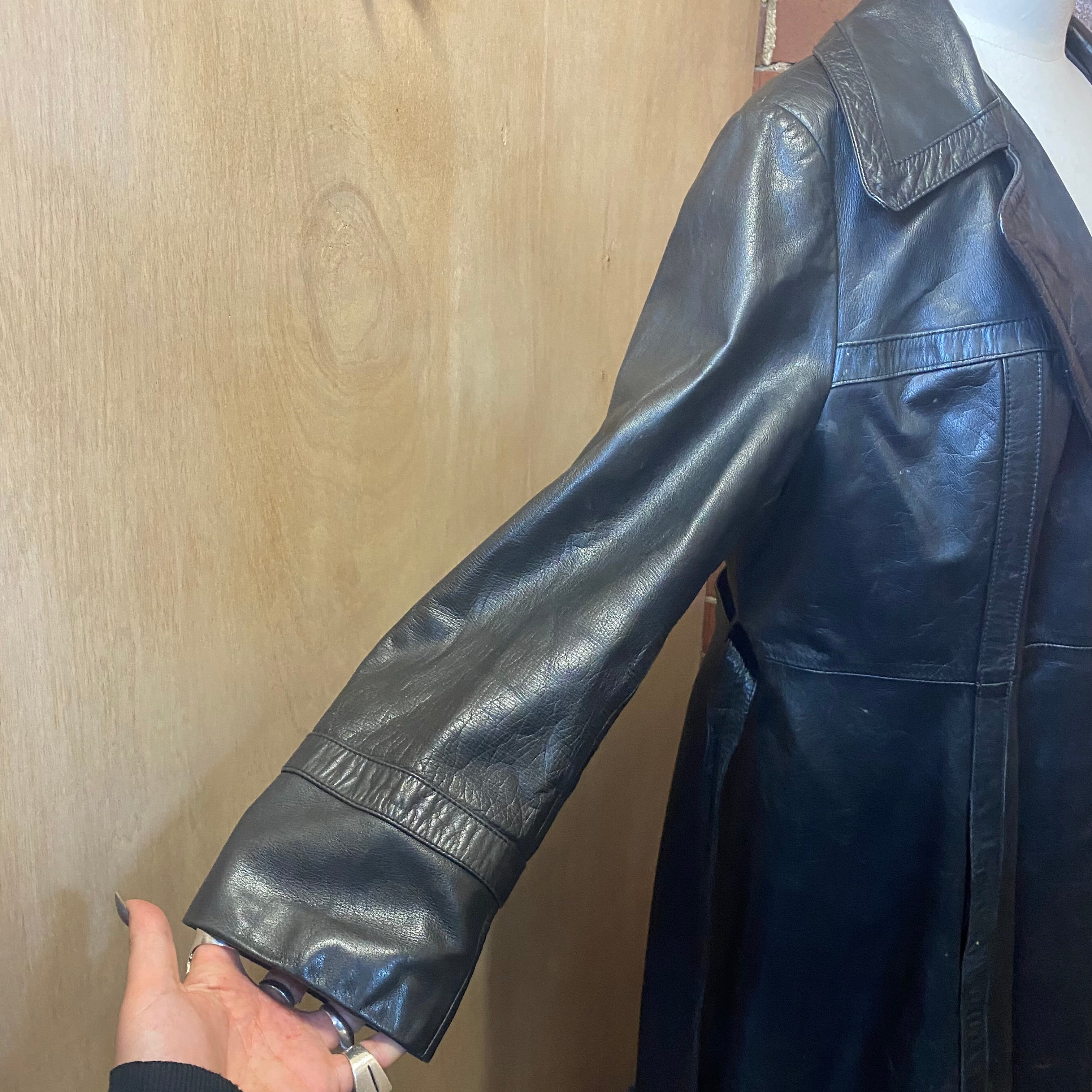 1990's long leather coat