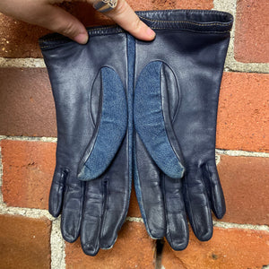 CHRISTIAN DIOR denim and leather gloves