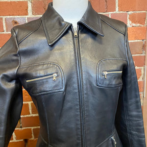 Zip front leather jacket