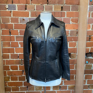 Zip front leather jacket