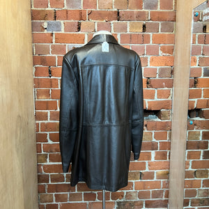 2000'S BOXY BROWN LEATHER COAT