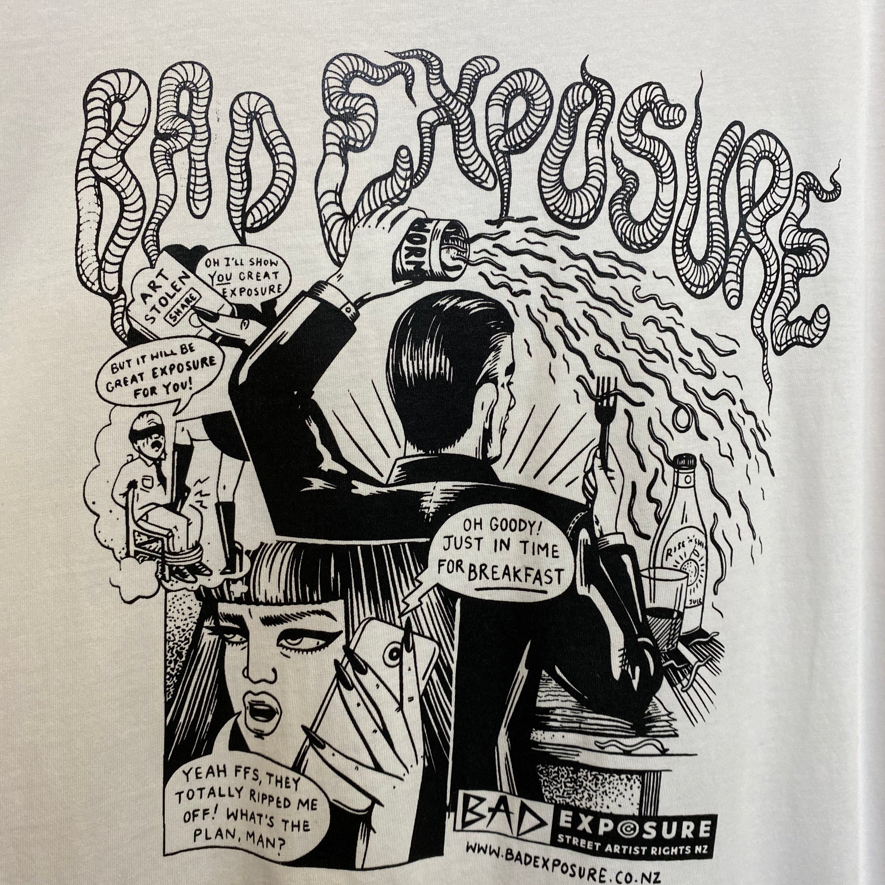 “EXPOSURE DOESN’T PAY THE BILLS” - EVERY ARTIST EVER Xoe Hall designed t-shirts