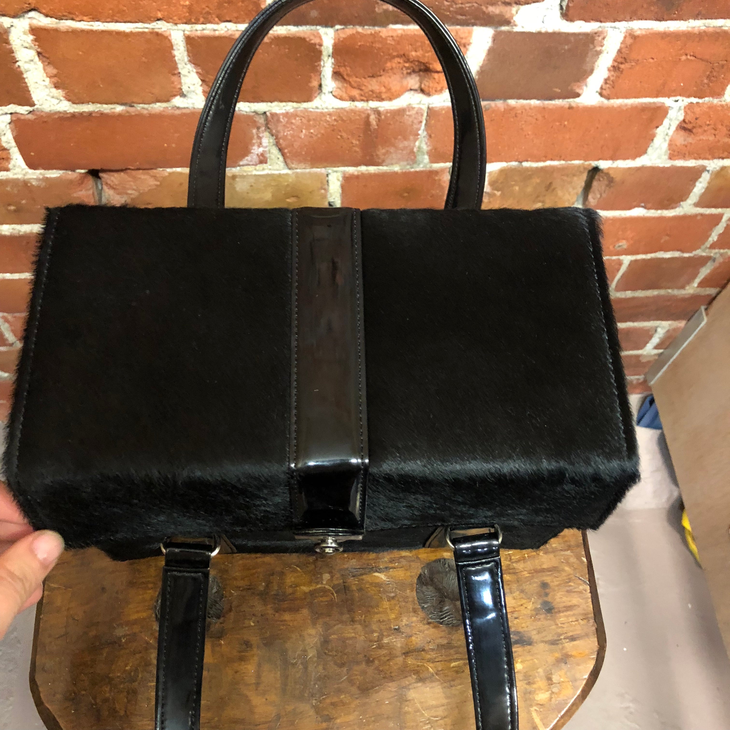 JEAN PAUL GAULTIER pony hair and patent leather box bag!