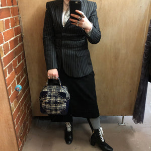 JUNYA WATANABE patent leather and tweed handbag