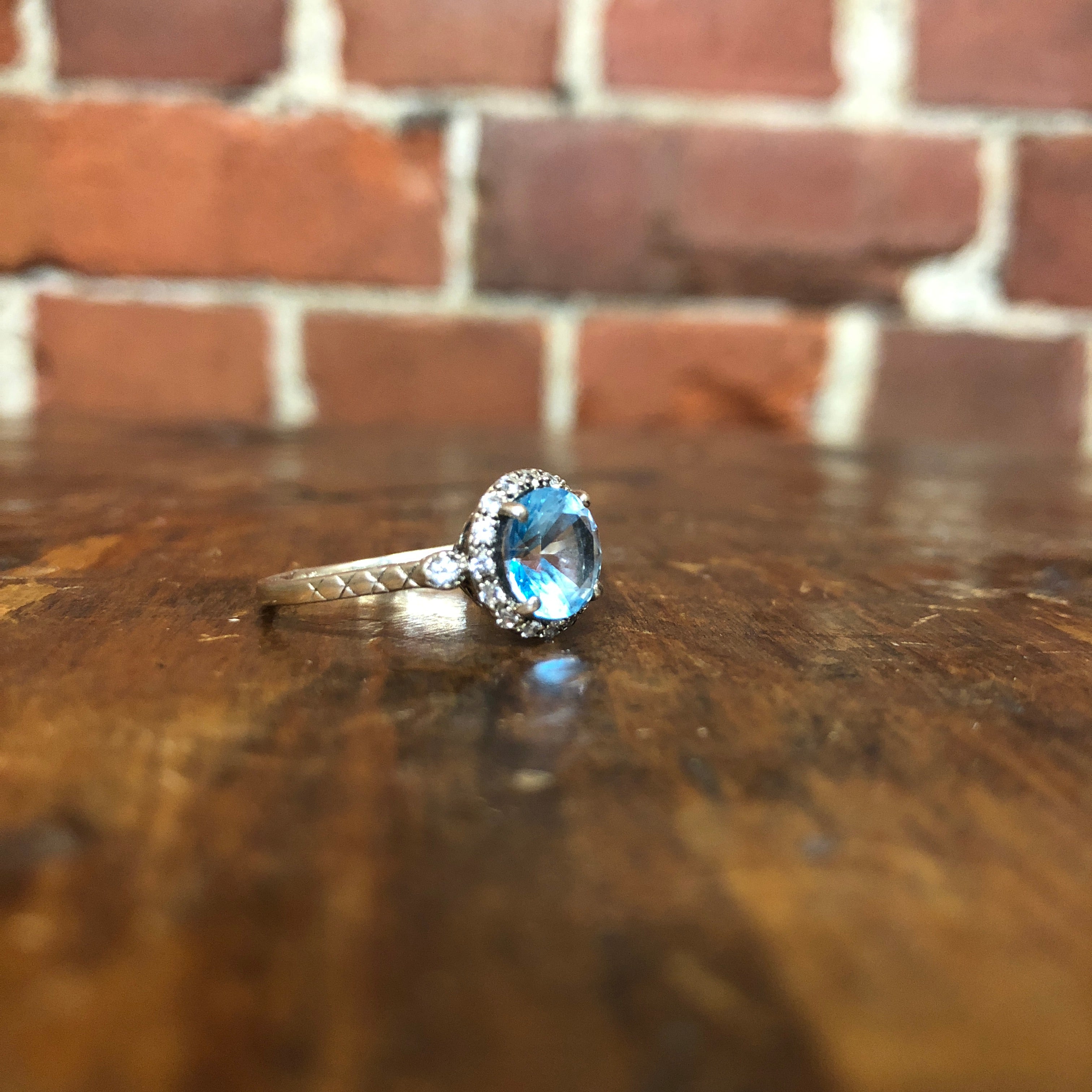 Sterling silver and blue topaz ring