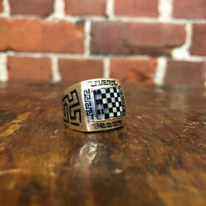 Sterling silver checkerboard ring