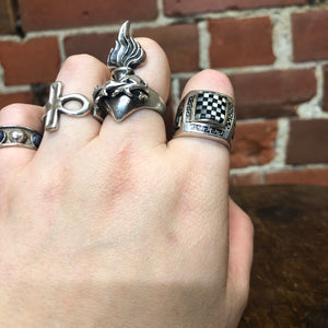 Sterling silver checkerboard ring