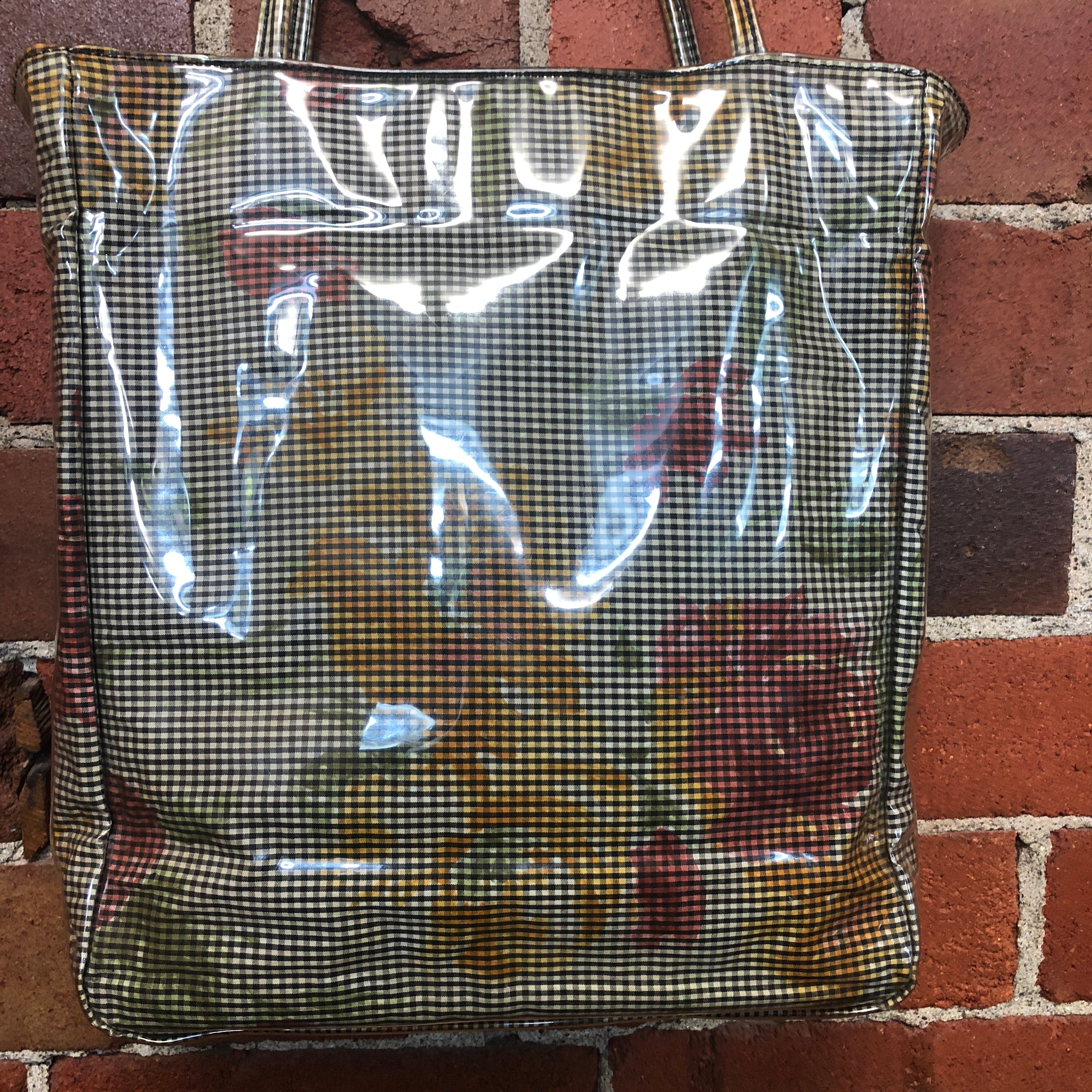 COMME DES GARCONS plastic coated gingham floral bag