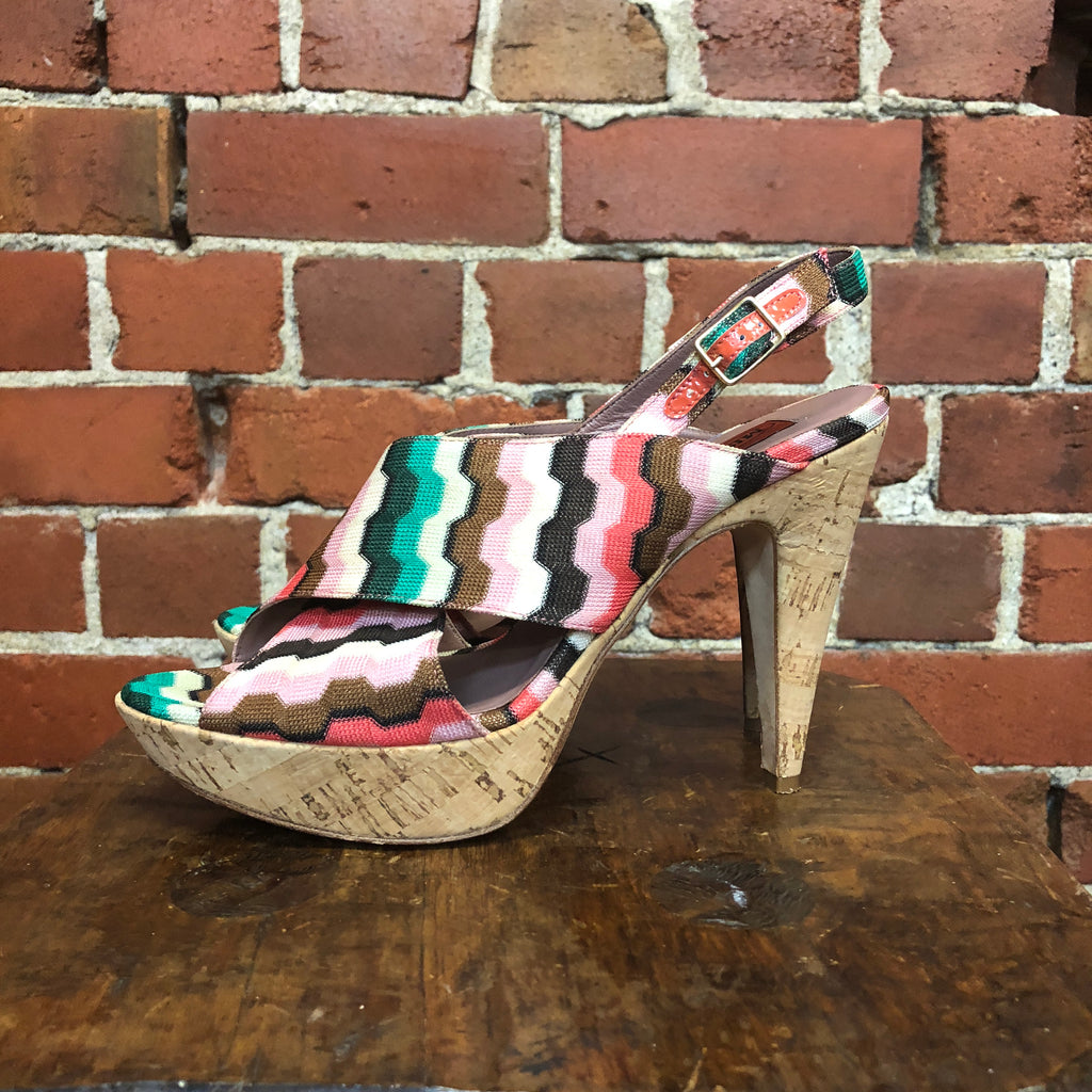 MISSONI woven fabric and cork heels! 38