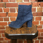 Blue snakeskin leather boots