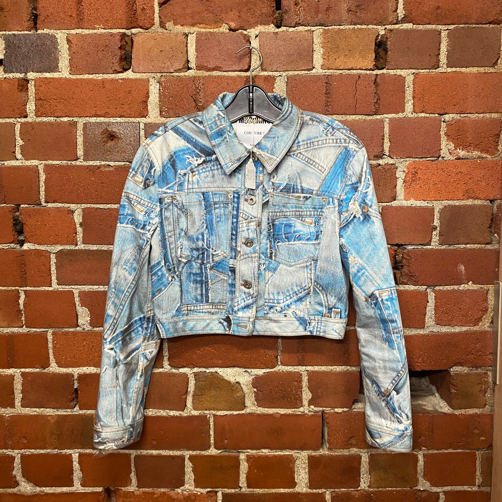 MOSCHINO patchwork look denim jacket