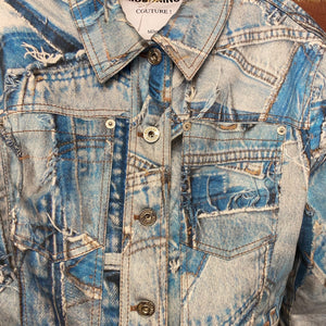 MOSCHINO patchwork look denim jacket